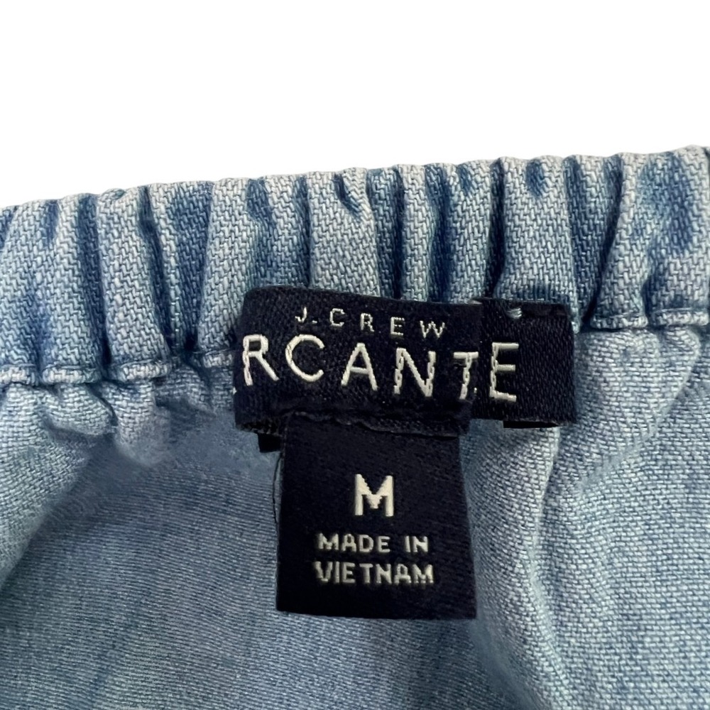 J. Crew Mercantile Ruffle Hem Faux Wrap Denim Skirt Blue Coastal Boho Size M - Picture 5 of 6